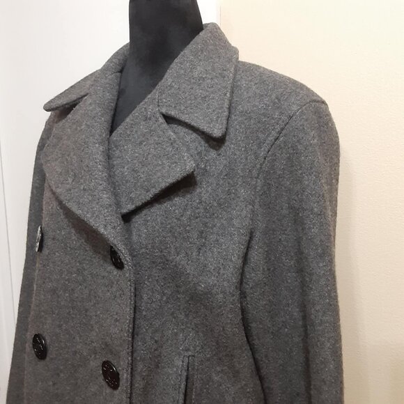 Marvin Richards Double Breasted Gray Wool Blend Pea coat Women's Size 6 - Picture 3 of 14